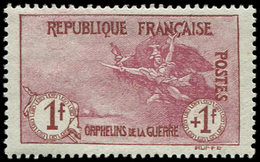 ** EMISSIONS DU XXème SIECLE 154   1ère Série Orphelins,  1f. + 1f. Carmin, TB. S - Unused Stamps