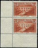 ** EMISSIONS DU XXème SIECLE 262B  Pont Du Gard, 20f. Chaudron Clair, T I, Dent. 11, PAIRE Cdf, Superbe - Unused Stamps