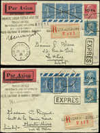 Let POSTE AERIENNE 3 Et 4, 10Fr. Sur 90c. Rouge Et 10Fr. Sur 1f50 Bleu, ILE De FRANCE, Obl. S. 2 Env. PAR AVION, Càd NEW - 1927-1959 Nuovi