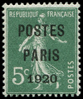 ** PREOBLITERES 24   5c. Vert, POSTES PARIS 1920, TB - 1893-1947