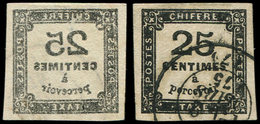 TAXE 5A  25c. Noir, T II, Obl., RECTO-VERSO, TB - 1859-1959 Usati