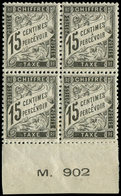 ** TAXE 16  15c. Noir, BLOC De 4 Bdf, Bon Centrage, Bdf N°M902, TB - 1859-1959 Used