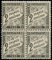 * TAXE 23   2f. Noir, BLOC De 4, Inf. Trace De Ch. Et Très Frais, TTB - 1859-1959 Used