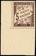 (*) TAXE 27   5f. Marron, NON DENTELE Sur Bristol, Dentelure FIGUREE, Cdf, TTB - 1859-1959 Used