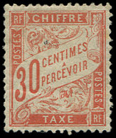 * TAXE 34  30c. Rouge-orange, Infime Craquelure De G., Sinon TB - 1859-1959 Used