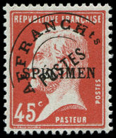 ** COURS D'INSTRUCTION Préo 67-CI 1 Pasteur, 45c. Rouge, Surch. SPECIMEN, TB - Instructional Courses