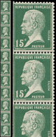 ** ROULETTES 12  Pasteur, 15c. Vert, BANDE De 11, Dents Rognées à Gauche, TB - Coil Stamps