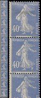 ** ROULETTES 27  Semeuse Camée, 40c. Outremer, BANDE De 11, 3 Ex. *, TB - Coil Stamps