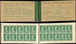CARNETS (N°Cérès Jusqu'en1964) 15   Semeuse Camée,  5c. Vert, N°137A, T II, Pub Sur Les 4 Pages, Fraîcheur Postale, TB - Other & Unclassified