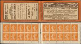 CARNETS (N°Cérès Jusqu'en1964) 17   Semeuse Camée,  5c. Orange, N°158A, T IIA, S. 5, POLICE PRIVEE-L'AIGLE, C2 FOIE GRAS - Other & Unclassified