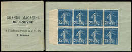 CARNETS (N°Cérès Jusqu'en1964) Carnet Monnaie N°140, 25c. Bleu, GRANDS MAGASINS Du LOUVRE, TB - Sonstige & Ohne Zuordnung