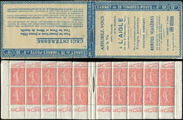 CARNETS (N°Cérès Jusqu'en1964) 74   Semeuse Lignée, 50c. Rouge, N°199A, T I, S. 145-O, EU/L'AIGLE, Rare Et Superbe - Altri & Non Classificati