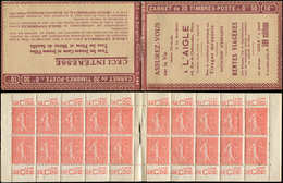 CARNETS (N°Cérès Jusqu'en1964) 74   Semeuse Lignée, 50c. Rouge, N°199A, T I, S. 144 A, L'AIGLE, TB - Sonstige & Ohne Zuordnung