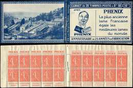 CARNETS (N°Cérès Jusqu'en1964) 107  Semeuse Lignée, 50c. Rouge, N°199B, T IIB, S. Nogent En Bassigny, PHENIX, Haut De Fe - Altri & Non Classificati