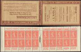 CARNETS (N°Cérès Jusqu'en1964) 108  Semeuse Lignée, 50c. Rouge, N°199B, T IIB, S. 148-SA, L'AIGLE, Marques Au Stylo En C - Altri & Non Classificati