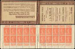 CARNETS (N°Cérès Jusqu'en1964) 115  Semeuse Lignée, 50c. Rouge, N°199B, T IIB, S. 158-N, L'AIGLE, Un Ex. Adh., Défaut En - Altri & Non Classificati