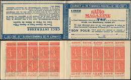 CARNETS (N°Cérès Jusqu'en1964) 130  Semeuse Lignée, 50c. Rouge, N°199D, T IV, S. 178, RADIO MAGAZINE, Point Bleu En C1, - Altri & Non Classificati