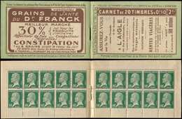 CARNETS (N°Cérès Jusqu'en1964) 138  Pasteur, 10c. Vert, N°170, S. 44, L'AIGLE/DR FRANCK, Haut De Feuille, Légères Adh., - Altri & Non Classificati