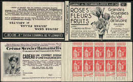 CARNETS (N°Cérès Jusqu'en1964) 167  Paix, 50c. Rouge, N°283, T I, S. 280, ROSERAIES, Manque Panneau De Gauche, Daté 17/1 - Other & Unclassified