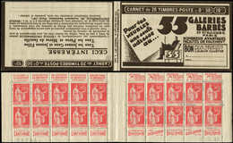 CARNETS (N°Cérès Jusqu'en1964) 178  Paix, 50c. Rouge, N°283, T I, S. 178, GALERIES BARBES, N°56204, Daté 22/3/33, Superb - Other & Unclassified