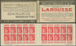 CARNETS (N°Cérès Jusqu'en1964) 179  Paix, 50c. Rouge, N°283, T I, S. 275, LAROUSSE, N°47660, Daté 9/12/32, Timbres Collé - Other & Unclassified