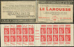 CARNETS (N°Cérès Jusqu'en1964) 195  Paix, 50c. Rouge, N°283A, T IIA, S. 317, LAROUSSE, N°09547, Daté 9/2/34, Petite Adh. - Other & Unclassified