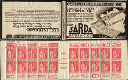 CARNETS (N°Cérès Jusqu'en1964) 204  Paix, 50c. Rouge, N°283A, T IIA, S. 363, SARDA 36931, N°40862, Daté 20/7/35, 2 Trous - Other & Unclassified