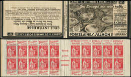 CARNETS (N°Cérès Jusqu'en1964) 210  Paix, 50c. Rouge, N°283C, T III, S. 399, PORCELAINES SALMON, TTB - Other & Unclassified