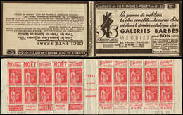 CARNETS (N°Cérès Jusqu'en1964) 220  Paix, 50c. Rouge, N°283D, T IV, S. 379, GALERIES BARBES, N°52905, Daté 28/2/36, Un P - Other & Unclassified