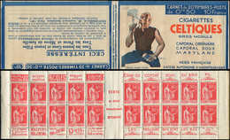 CARNETS (N°Cérès Jusqu'en1964) 228  Paix, 50c. Rouge, N°283D, T IV, S. 382, Cigarettes CELTIQUES, Adh. Sur Un Bord Latér - Other & Unclassified