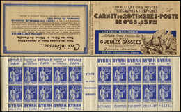 CARNETS (N°Cérès Jusqu'en1964) 234  Paix, 65c. Bleu, N°365A, T II, S. 37, GUEULES CASSEES, TTB - Other & Unclassified