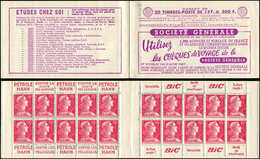 CARNETS (N°Cérès Jusqu'en1964) 296  Muller, 15f. Rose, N°1011, S. 5-56, SOCIETE GENERALE, TTB - Other & Unclassified