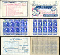 CARNETS (N°Cérès Jusqu'en1964) 322  Muller, 20f. Bleu, N°1011B, T I, S. 12-58, HORLOGERIE DU DOUBS, RECTO-VERSO Décalé, - Other & Unclassified