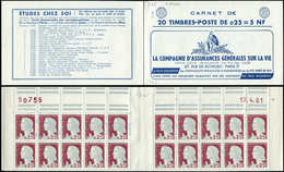 CARNETS (N°Cérès Jusqu'en1964) 368  Marianne De Decaris, 0,25 Gris Et Grenat, N°1263, T I, S. 6-61, ASSURANCES VIE, 4 Ba - Other & Unclassified