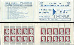 CARNETS (N°Cérès Jusqu'en1964) 368  Marianne De Decaris, 0,25 Gris Et Grenat, N°1263, T I, S. 4-61, 3 SUISSES, RECTO-VER - Other & Unclassified