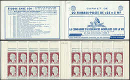 CARNETS (N°Cérès Jusqu'en1964) 368  Marianne De Decaris, 0,25 Gris Et Grenat, N°1263, T I, S. 3-61, ASSURANCES VIE, 3 Ba - Other & Unclassified