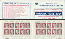 CARNETS (N°Cérès Jusqu'en1964) 372  Marianne De Decaris, 0,25 Gris Et Grenat, N°1263, T I, S. 7-64, PHILATEC-PARIS 1964, - Other & Unclassified