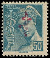 * TIMBRES DE LIBERATION AHUN 4 : 50c. Turquoise, Surcharge ROUGE, TB, Signé Mayer - Libération