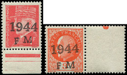 ** TIMBRES DE LIBERATION CHERBOURG DEFENSE PASSIVE 1/2 : 1f. Rouge Et 3f. Orange, Bdf, TB - Liberation