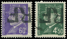 ** TIMBRES DE LIBERATION CURZAY 1 Et 13 : 60c. Violet Et 4f50 Vert, Surcharge RENVERSEE, TB - Libération