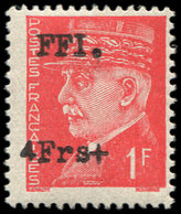 ** TIMBRES DE LIBERATION LYON 22 : 4frs+ S. 1f. Rouge, TB, Signé Mayer - Liberation