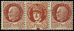 * TIMBRES DE LIBERATION MARSEILLE 16 : 1f50 Brun-rouge, Triptyque De Gaulle, Amorce De Découpe Sur Un Ex. Sinon TB - Liberation