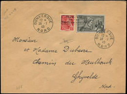 Let Spécialités Diverses GUERRE DUNKERQUE Poste N°412 Et 448 Obl. 28/7/40 Sur Env., Arr. Ghyvelde Le 29/7, TB - War Stamps