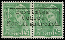 ** Spécialités Diverses GUERRE COUDEKERQUE Poste N°414 : 45c. Vert-jaune, Tous PAIRE, TB - War Stamps