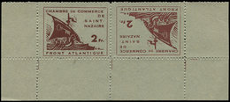 (*) Spécialités Diverses GUERRE SAINT NAZAIRE 9 : 2f. Brun S. Vert, TETE BECHE, Bas De Feuille, TB - War Stamps