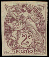 * VARIETES 108   Blanc,  2c. Brun-lilas, T IA, NON DENTELE, Très Frais, TB. S - Unused Stamps