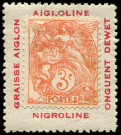 * VARIETES 109   Blanc,  3c. Orange, Sur Porte-timbre AIGLOLINE, TB - Nuovi