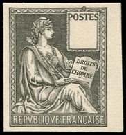 (*) VARIETES Mouchon, 10c., ESSAI En Noir, NON DENTELE SANS La Valeur, Papier Carton, TB - Unused Stamps