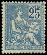 ** VARIETES 114e  Mouchon, 25c. Bleu, Chiffres FONCES, Bien Centré, TB. C - Unused Stamps