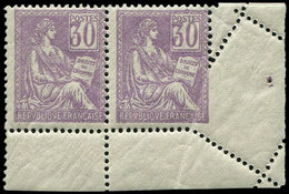 ** VARIETES 115   Mouchon, 30c. Violet, PAIRE Cdf Dont Un Ex. PIQUAGE OBLIQUE, TB - Unused Stamps